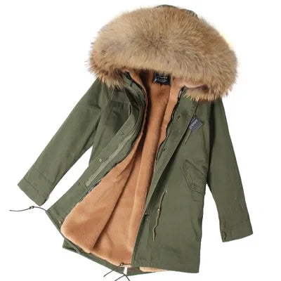 Women's Winter Parka with Large Faux Fur Collar & Warm Lining