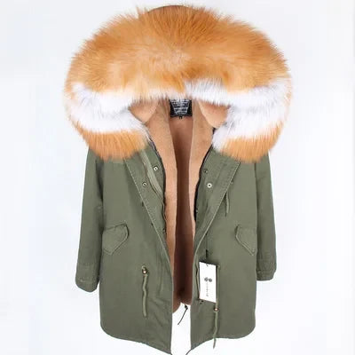 Women's Winter Parka with Large Faux Fur Collar & Warm Lining