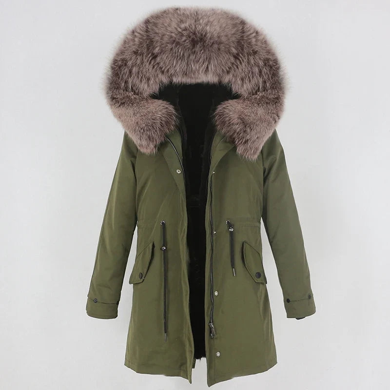 Men's parka with hood and fur collar, lined