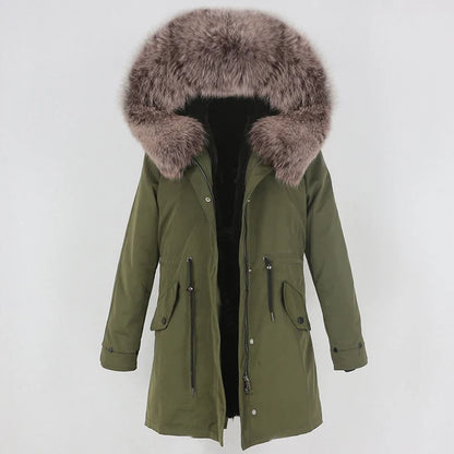 Men's parka with hood and fur collar, lined