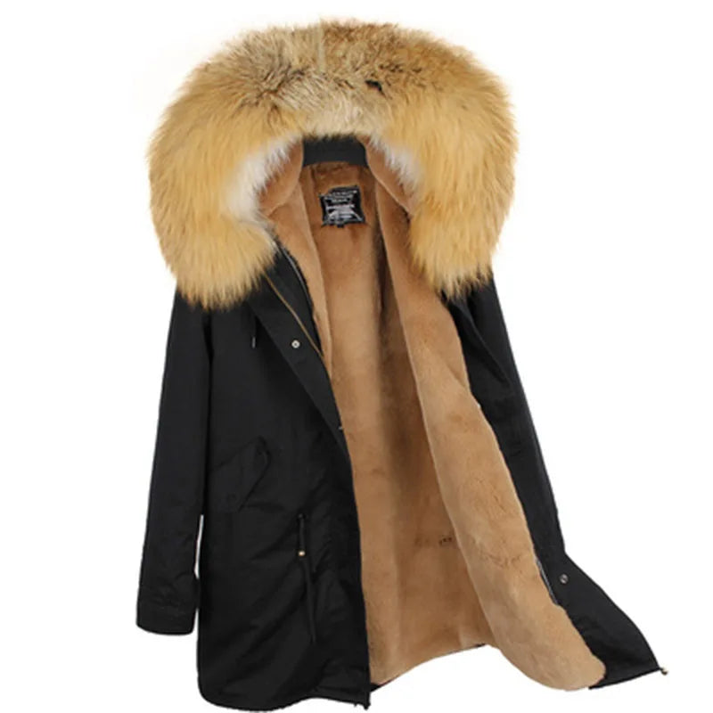 Women's Winter Parka with Large Faux Fur Collar & Warm Lining