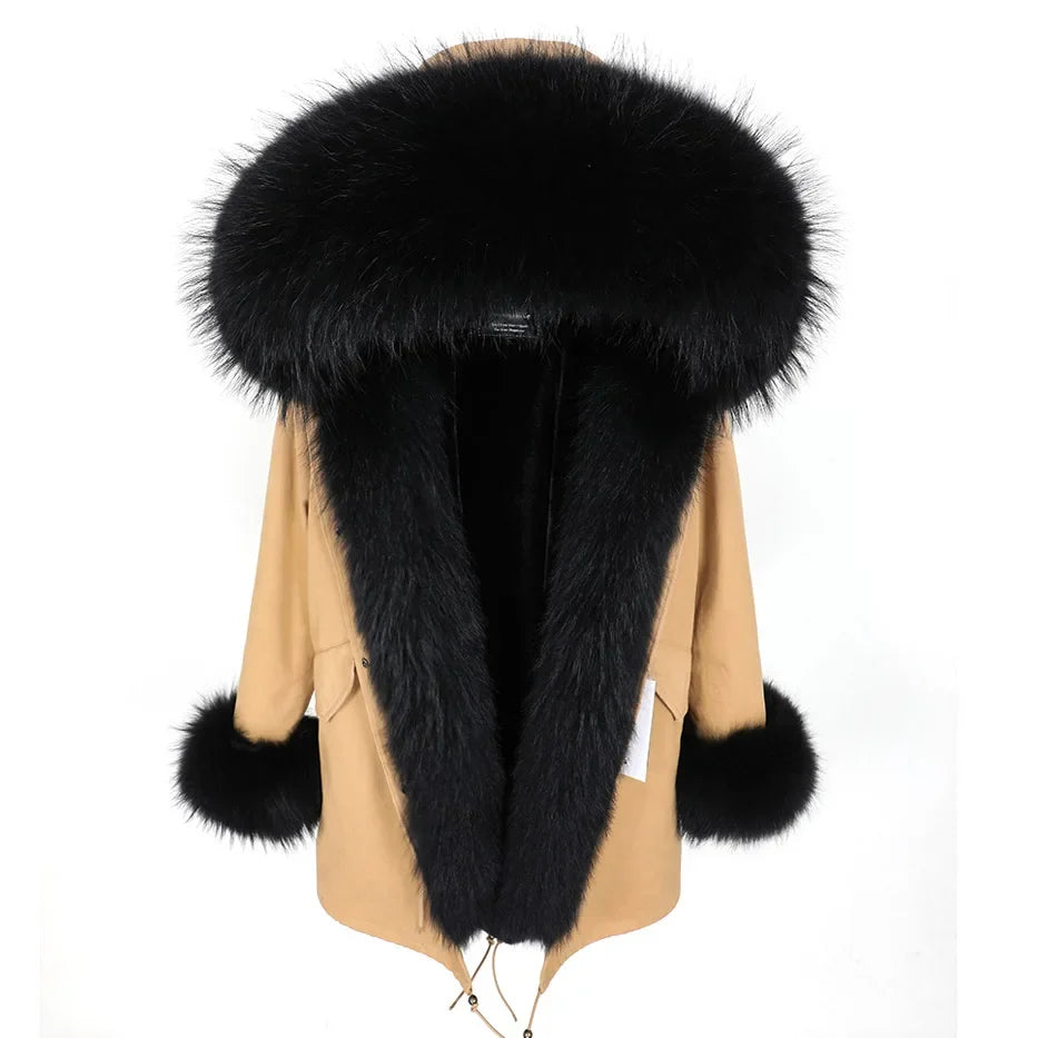 Damen Winter Parka mit abnehmbarem Fellbesatz und Kapuze