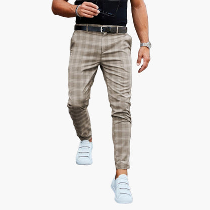 Men's Chino Pants – Checked Slim Fit Design for Stylish Casual and Business Looks