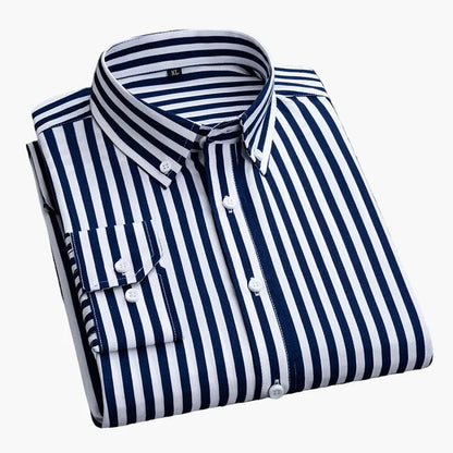 Men's Business Casual Shirt with Stripe Pattern – Elegant Long-Sleeve Shirt for Office & Everyday Use