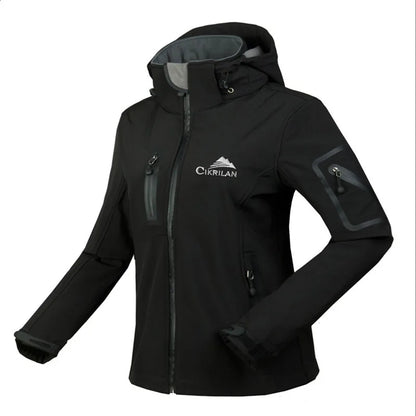 Outdoor Jacke Damen Türkis Winddicht Kapuze Reißverschlusstaschen
