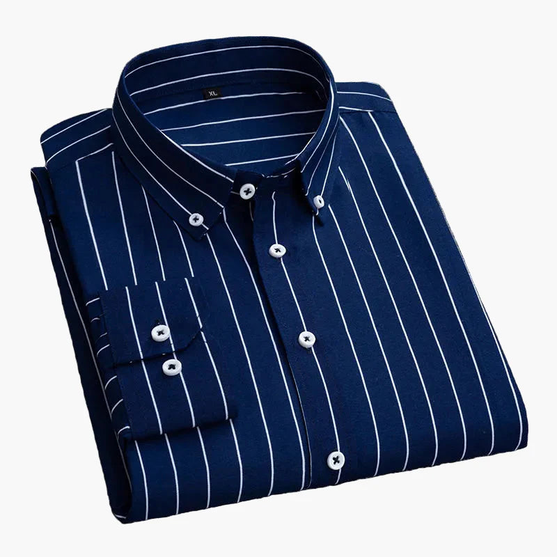 Men's Business Casual Shirt with Stripe Pattern – Elegant Long-Sleeve Shirt for Office & Everyday Use