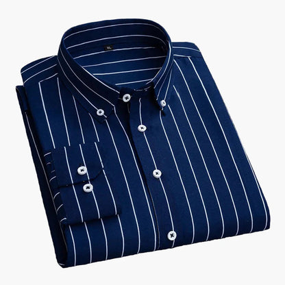 Men's Business Casual Shirt with Stripe Pattern – Elegant Long-Sleeve Shirt for Office & Everyday Use
