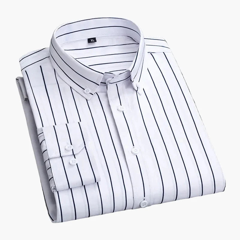 Men's Business Casual Shirt with Stripe Pattern – Elegant Long-Sleeve Shirt for Office & Everyday Use