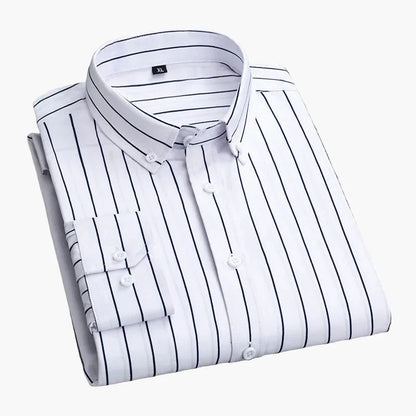 Men's Business Casual Shirt with Stripe Pattern – Elegant Long-Sleeve Shirt for Office & Everyday Use