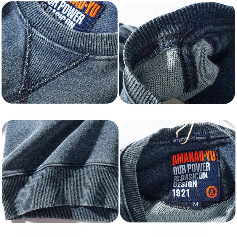 Unisex Sweatshirt Rundhalsausschnitt Langarm Baumwoll-Optik Gewaschen
