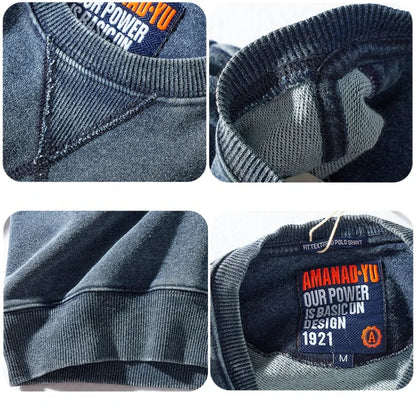 Unisex Sweatshirt Rundhalsausschnitt Langarm Baumwoll-Optik Gewaschen