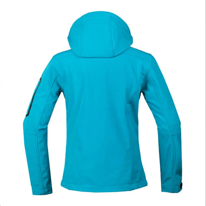 Outdoor Jacke Damen Türkis Winddicht Kapuze Reißverschlusstaschen