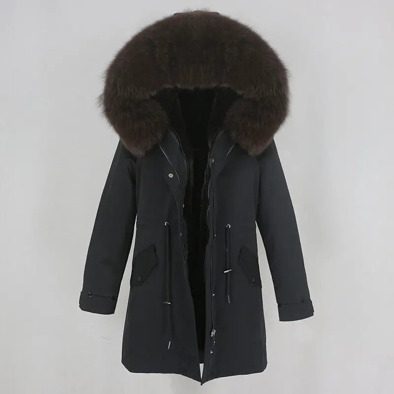 Men's parka with hood and fur collar, lined