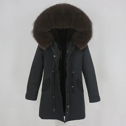 Men's parka with hood and fur collar, lined