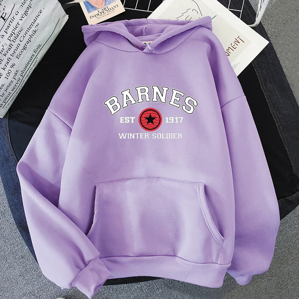 Unisex Kapuzenpullover mit „BARNES WINTER SOLDIER“ Print, Kängurutasche und Kordelzug