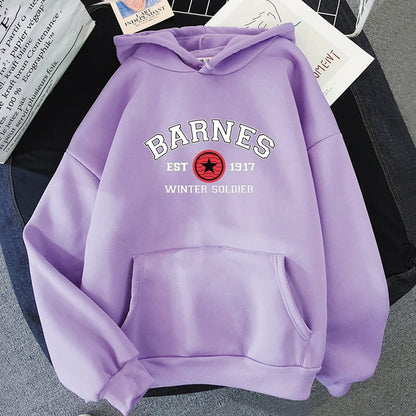 Unisex Kapuzenpullover mit „BARNES WINTER SOLDIER“ Print, Kängurutasche und Kordelzug