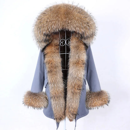 Damen Winter Parka mit abnehmbarem Fellbesatz und Kapuze