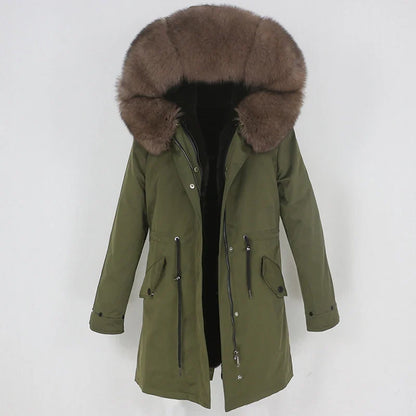 Men's parka with hood and fur collar, lined