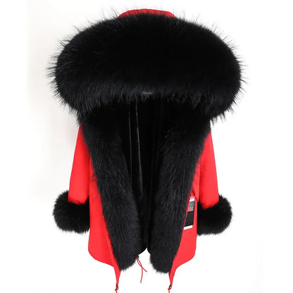 Damen Winter Parka mit abnehmbarem Fellbesatz und Kapuze