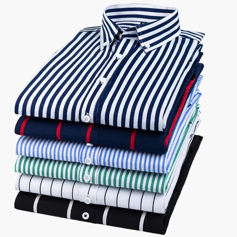 Men's Business Casual Shirt with Stripe Pattern – Elegant Long-Sleeve Shirt for Office & Everyday Use