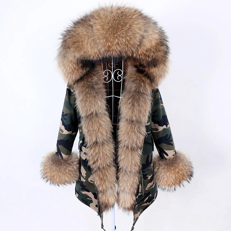 Damen Winter Parka mit abnehmbarem Fellbesatz und Kapuze