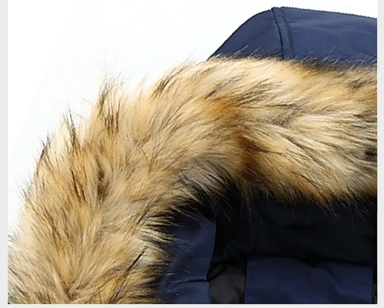 Men's parka with hood and faux fur trim - Winter jacket