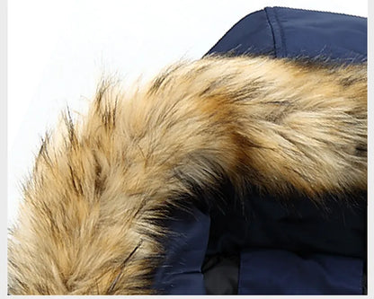 Men's parka with hood and faux fur trim - Winter jacket