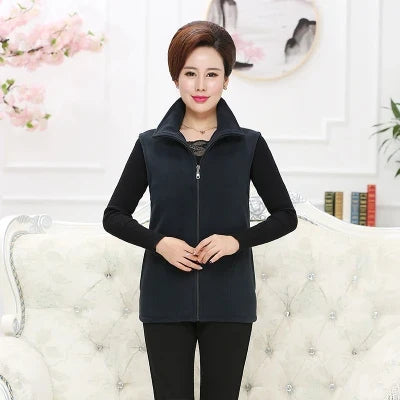 Women's fleece vest with stand-up collar and zipper