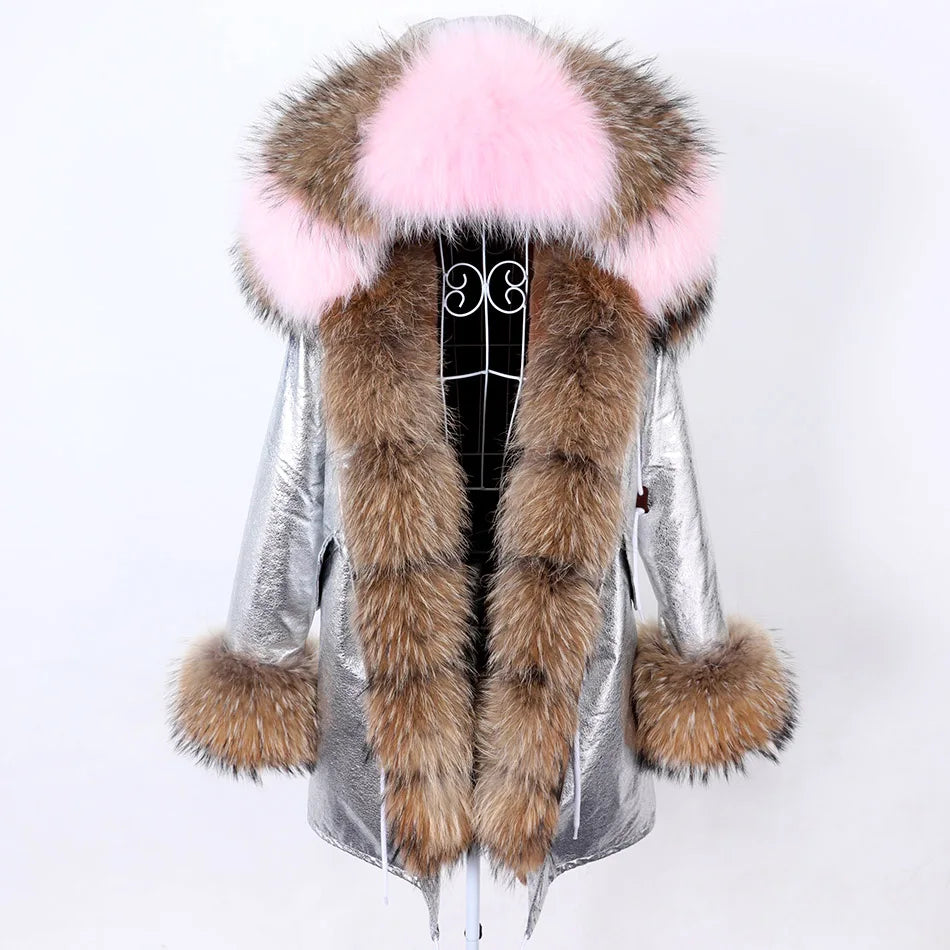 Damen Winter Parka mit abnehmbarem Fellbesatz und Kapuze