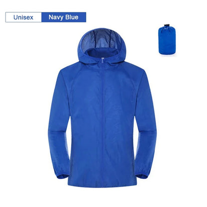 Lightweight hooded windbreaker jacket with zipper & sun protection for outdoor activities