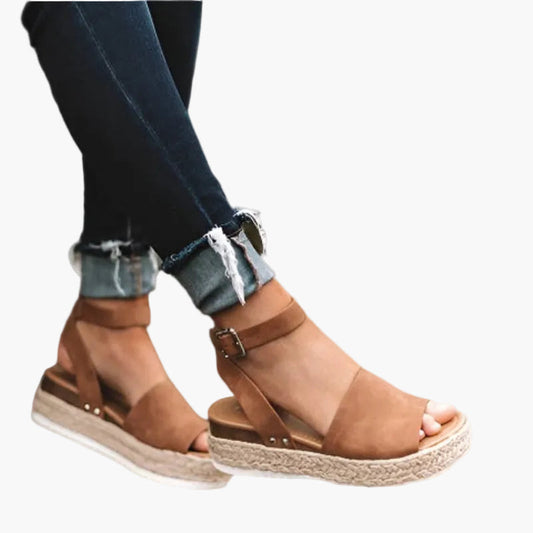 Damen Plateau-Sandalen Espadrilles – Modische Sommer-Sandalen mit Knöchelriemen für Alltag, Freizeit & Urlaub