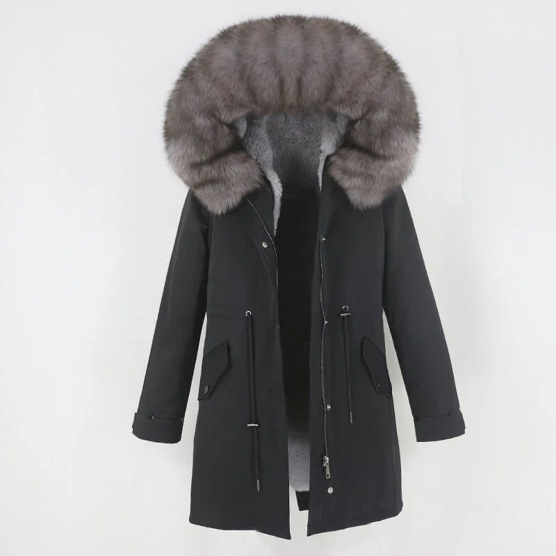 Men's parka with hood and fur collar, lined