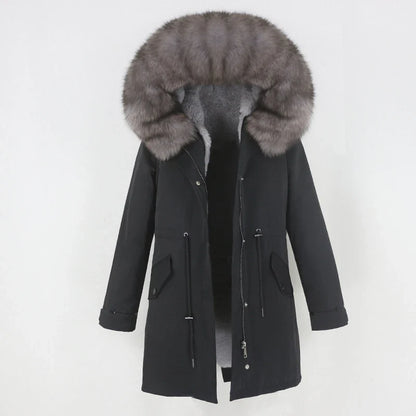 Men's parka with hood and fur collar, lined
