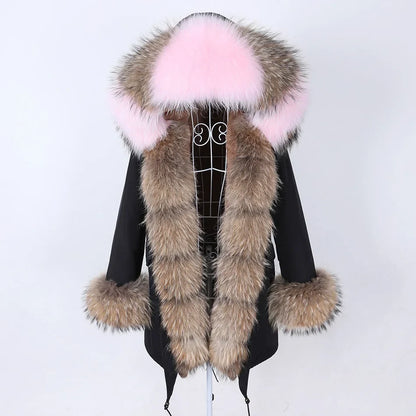 Damen Winter Parka mit abnehmbarem Fellbesatz und Kapuze