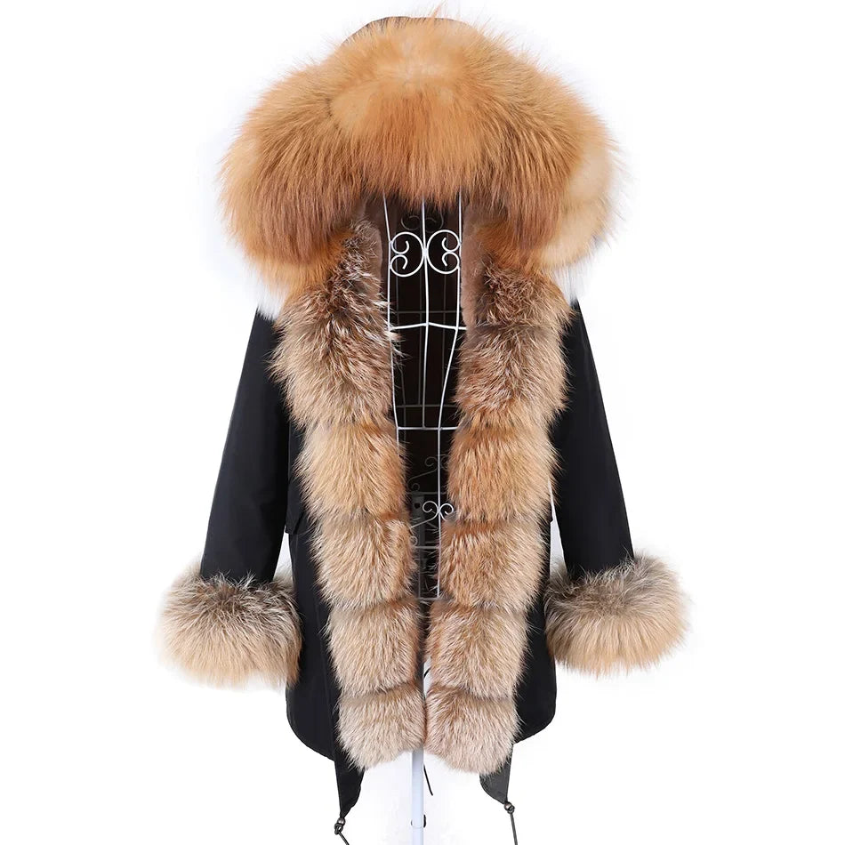 Damen Winter Parka mit abnehmbarem Fellbesatz und Kapuze
