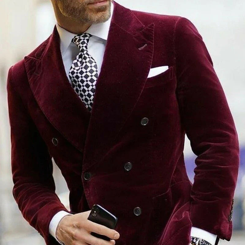 Men's Double-Breasted Blazer Modern Business Elegance for Occasions and Office