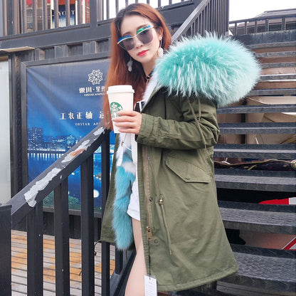 Women's winter parka with removable faux fur collar and lining