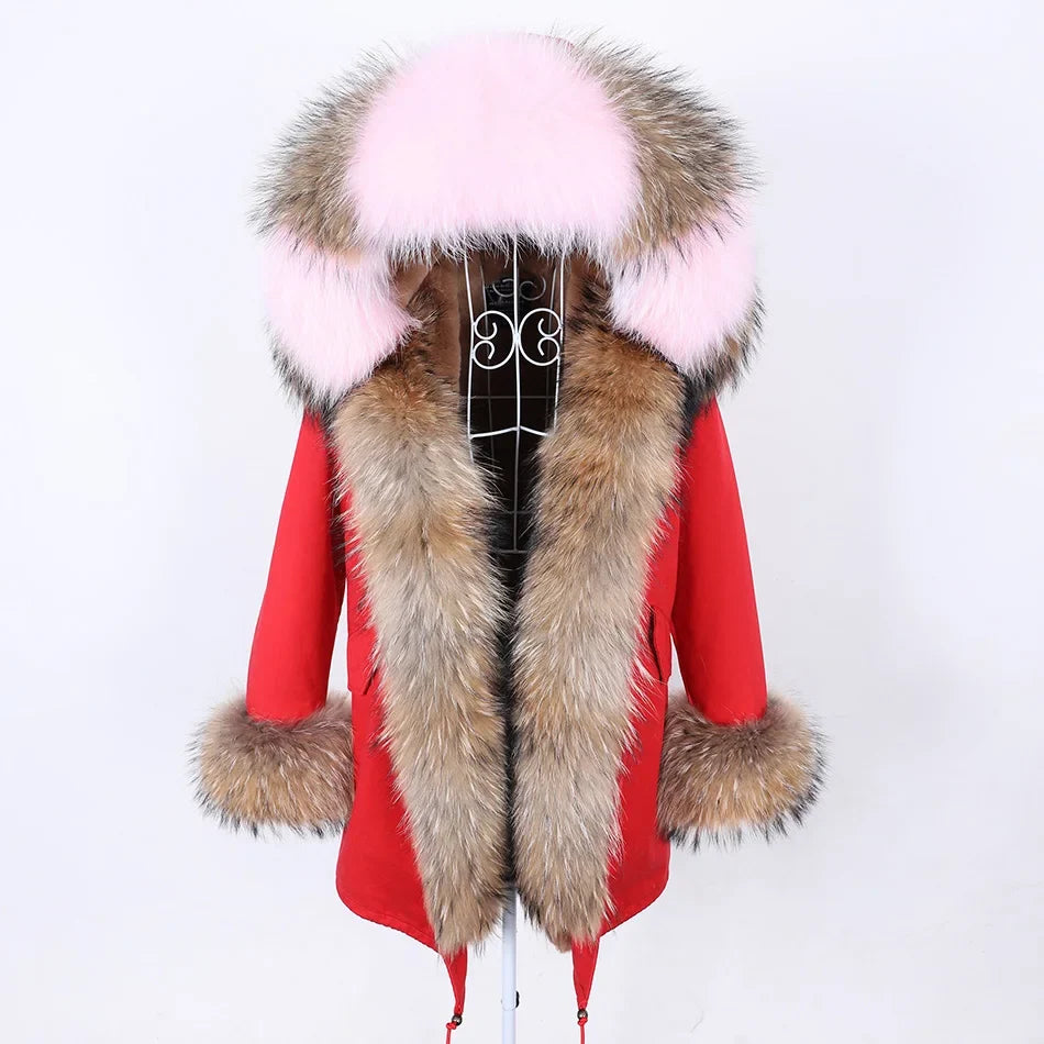 Damen Winter Parka mit abnehmbarem Fellbesatz und Kapuze