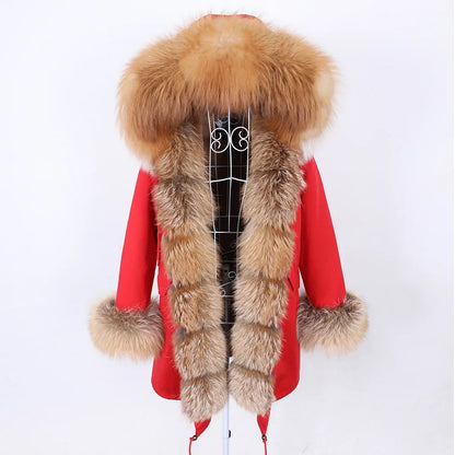 Damen Winter Parka mit abnehmbarem Fellbesatz und Kapuze
