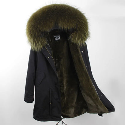 Women's Winter Parka with Large Faux Fur Collar & Warm Lining