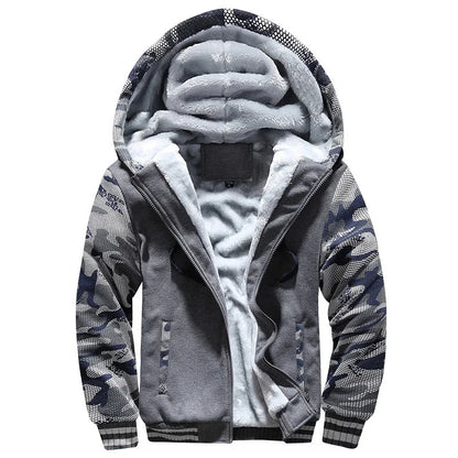 Lined men's hoodie jacket with zip closure and pockets