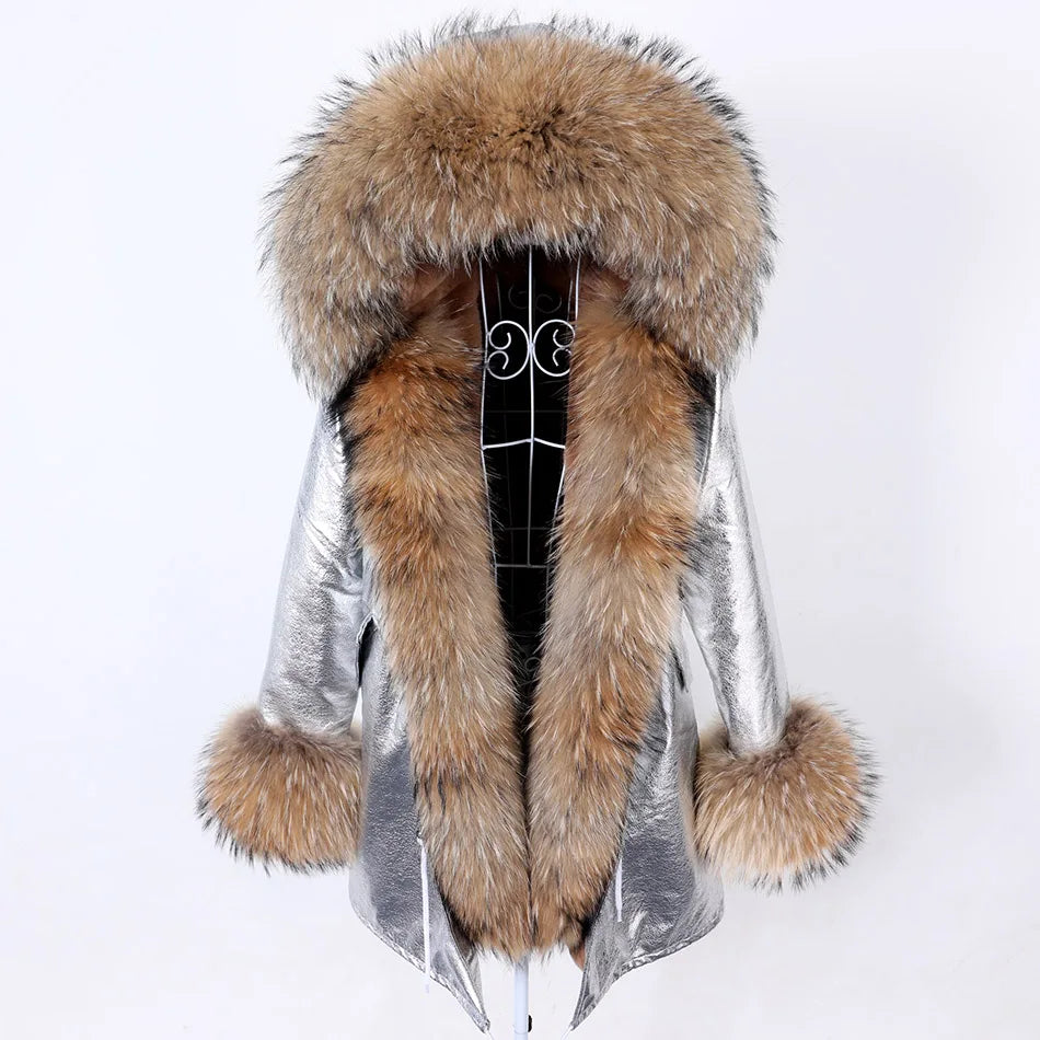 Damen Winter Parka mit abnehmbarem Fellbesatz und Kapuze