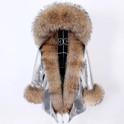 Damen Winter Parka mit abnehmbarem Fellbesatz und Kapuze