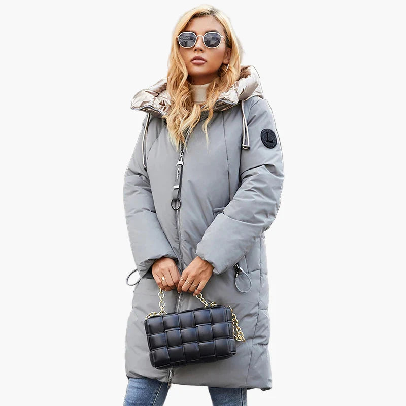 Women's quilted coat with fashionable oversized collar – urban winter coat for everyday and leisure
