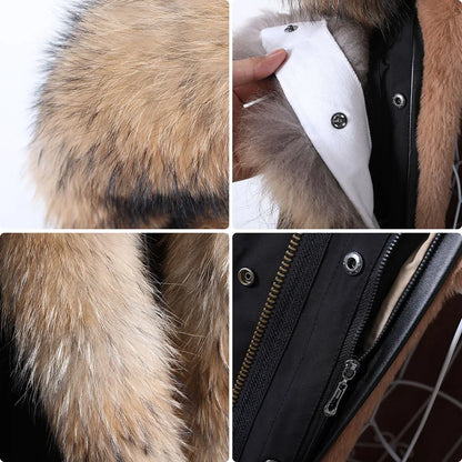 Damen Winter Parka mit abnehmbarem Fellbesatz und Kapuze