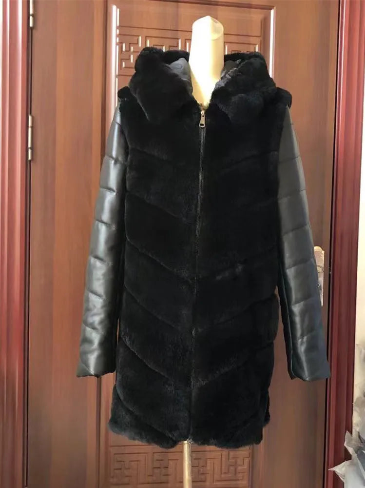 Women's coat with hood made of soft material