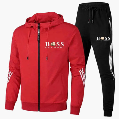 Men's Training Suit Set Sportswear Two-Piece with Hooded Sweatshirt – Fashionable Leisure and Exercise Look