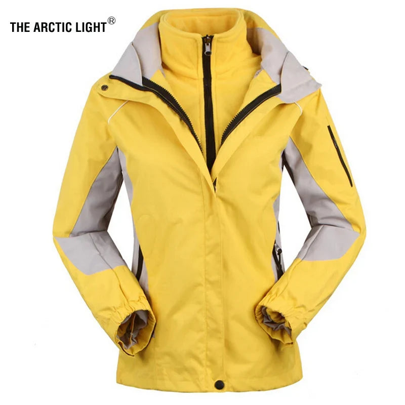 Damen 3-in-1 Funktionsjacke mit Fleece Innenjacke & Kapuze - Outdoor Wanderjacke
