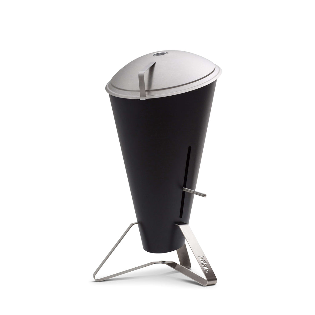 Houtskoolbarbecue roestvrij staal Cone zwart zilver Ø 60 cm, hoogte 1,05 m, voor de tuin
