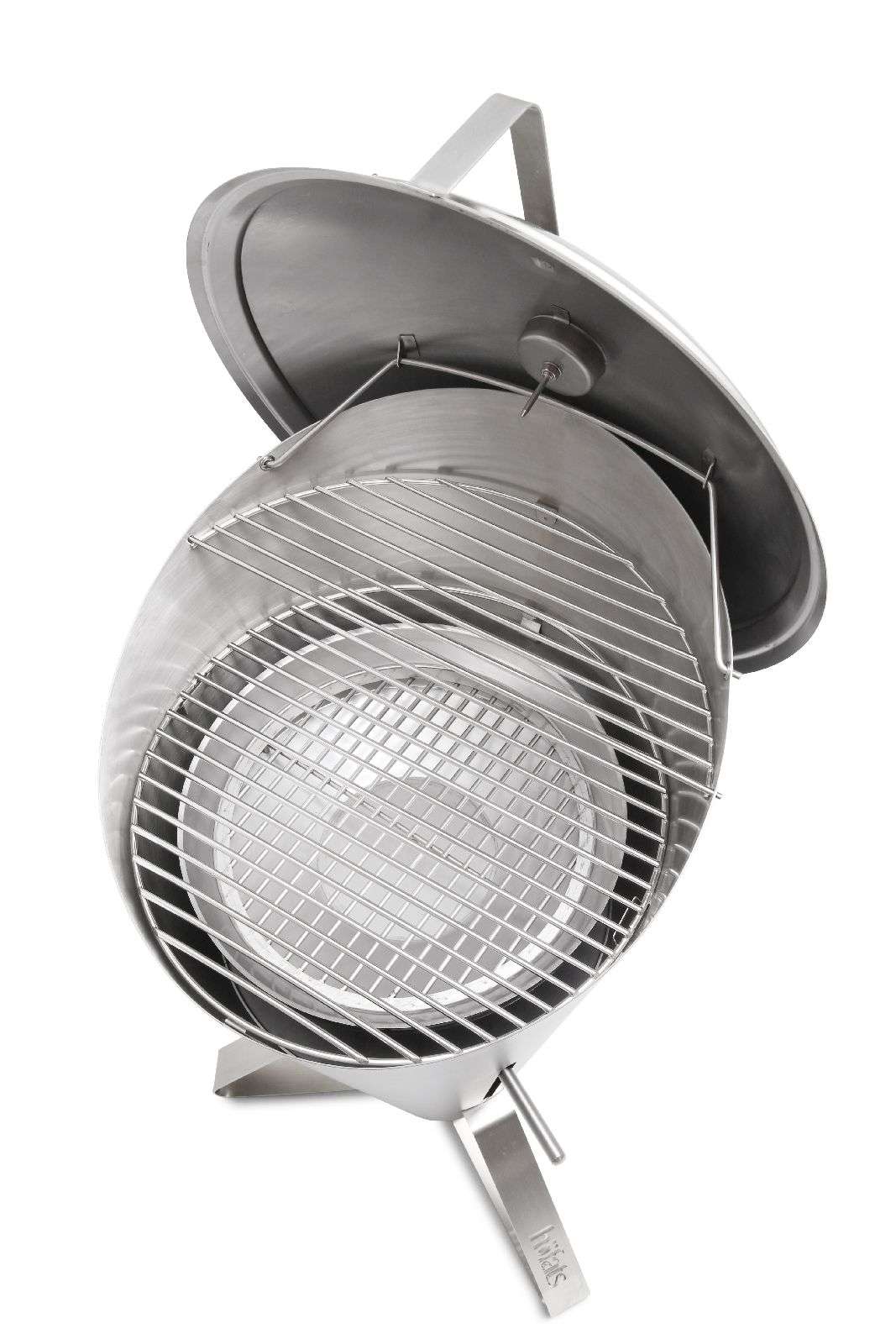 Houtskoolbarbecue roestvrij staal Cone zwart zilver Ø 60 cm, hoogte 1,05 m, voor de tuin
